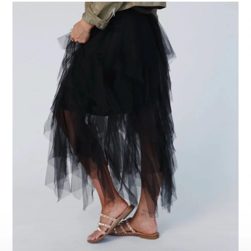 Three Bird Nest Black Layered Tulle Ballerina Skirt - Picture 3 of 9